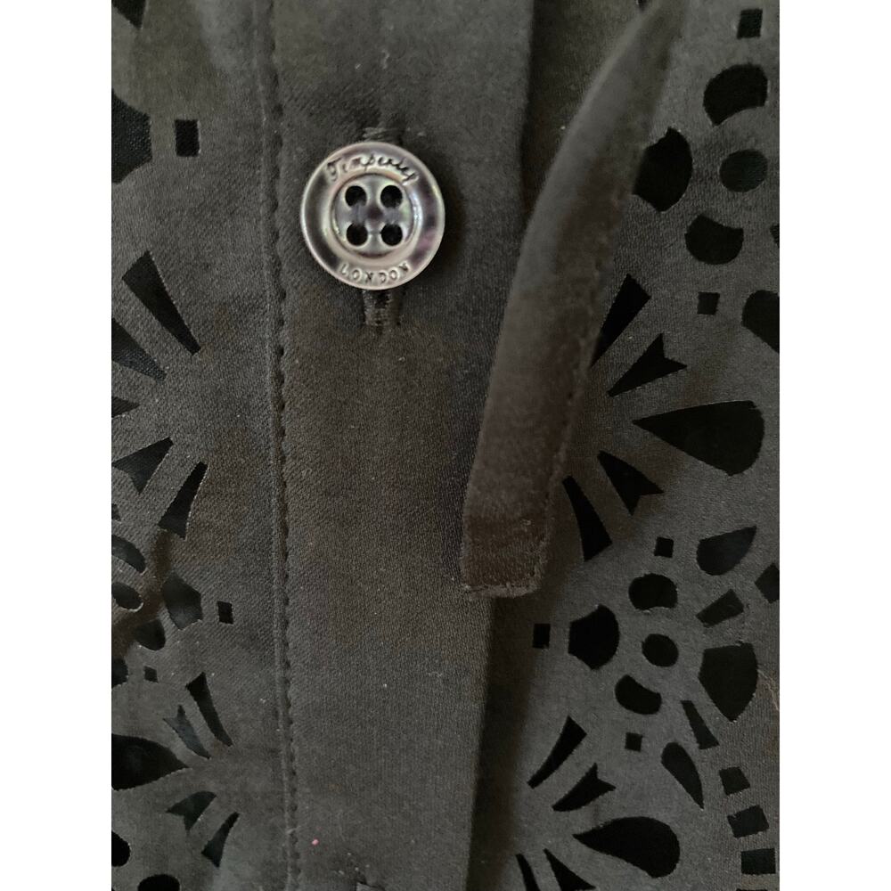 Temperley London Women's Black Jacques Tie Button Front Blouse Top 12 Eyelet - Picture 8 of 13